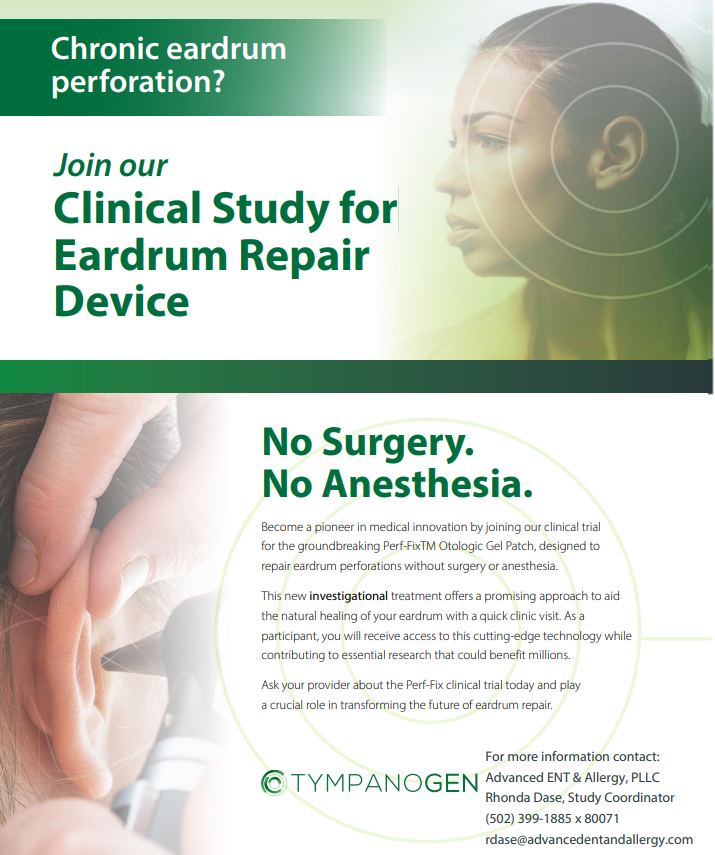 Eardrum Router Clinical Study for Eardrum Repair Device | Advanced ENT & Allergy